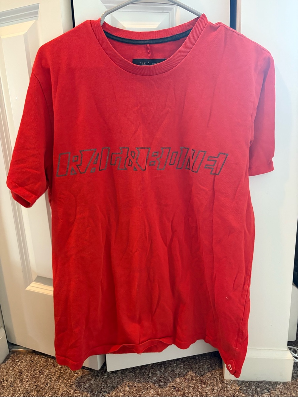 rag & bone Men's Red Short-Sleeve Graphic Tee